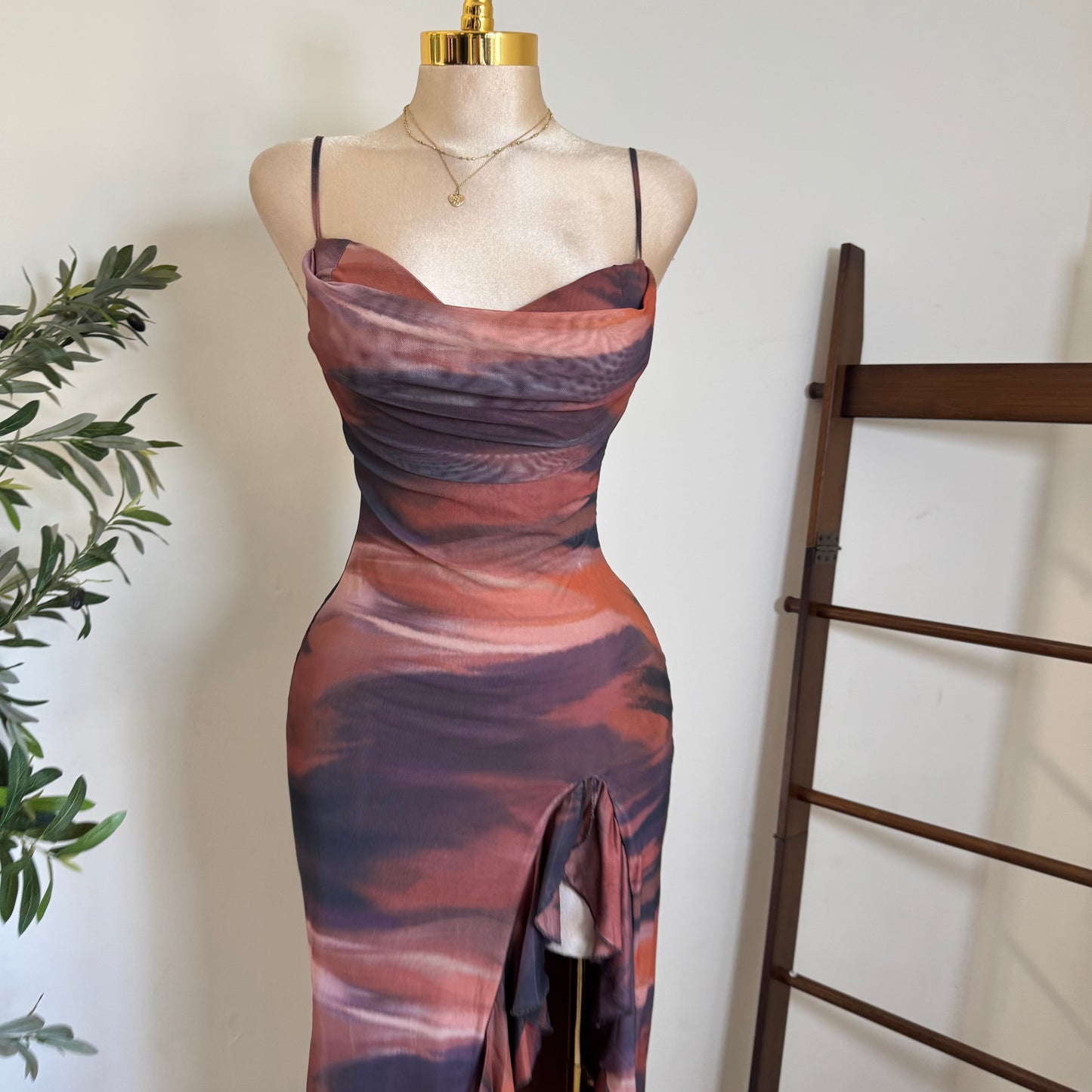 Mismaloya Dress-Multi Brown