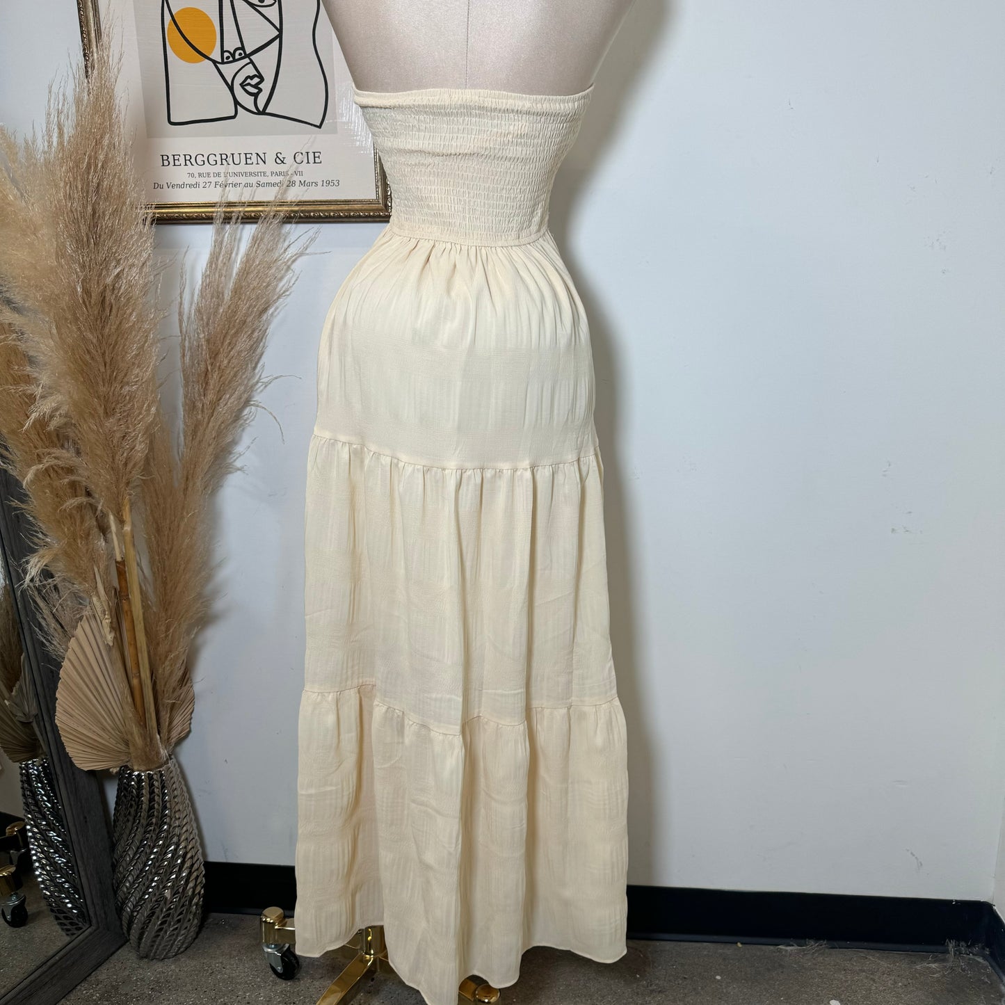 Strapless Maxi Dress-Baby Yellow