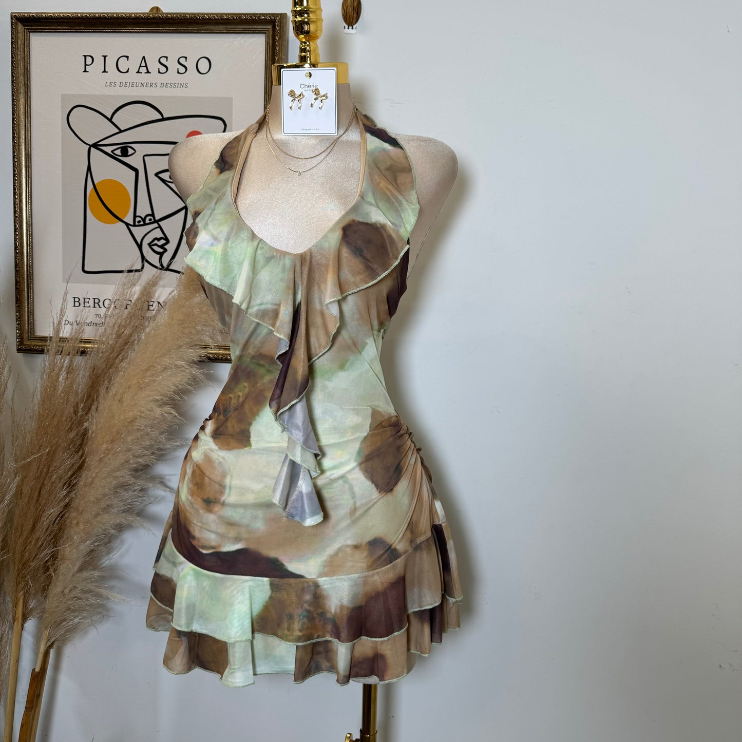 Amy  Halter Dress-Green