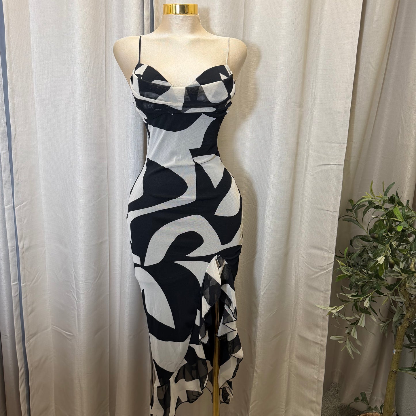 Mismaloya Mesh Dress-White/Black