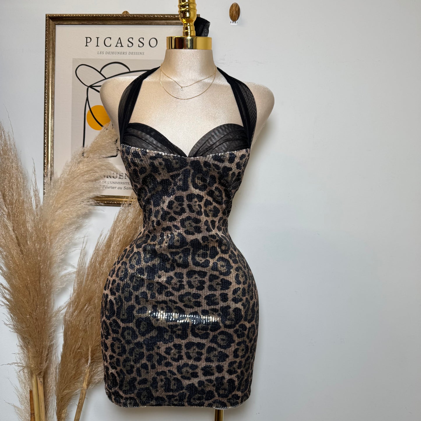Leopard Sequin Dress-Leopard