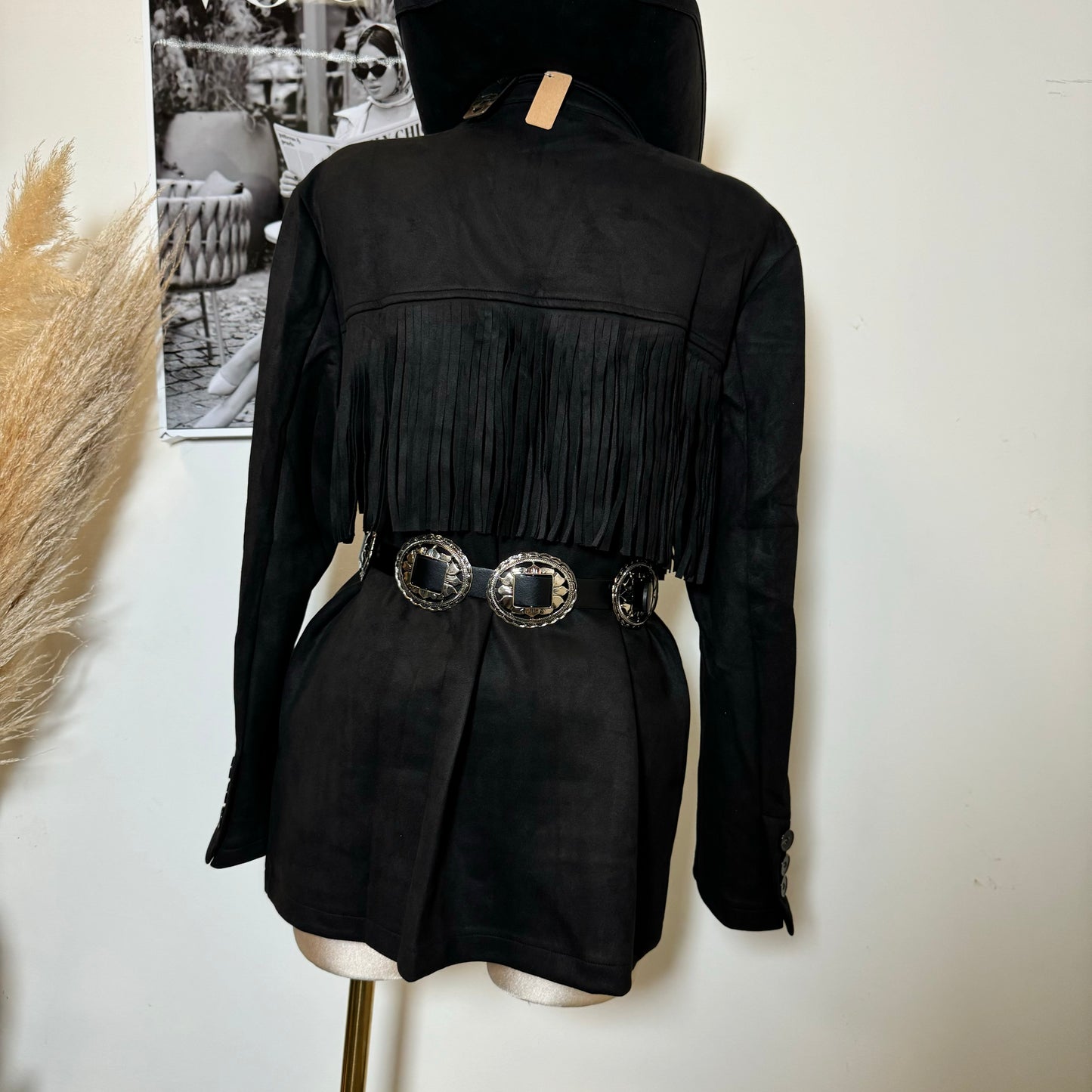 Fringe Blazer-Black