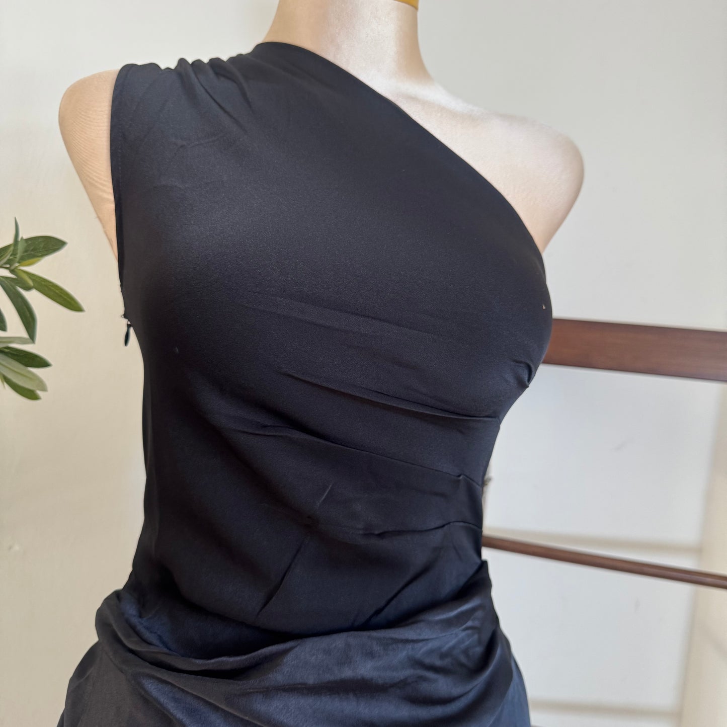 Sable Asymmetrical Maxi Dress-Black