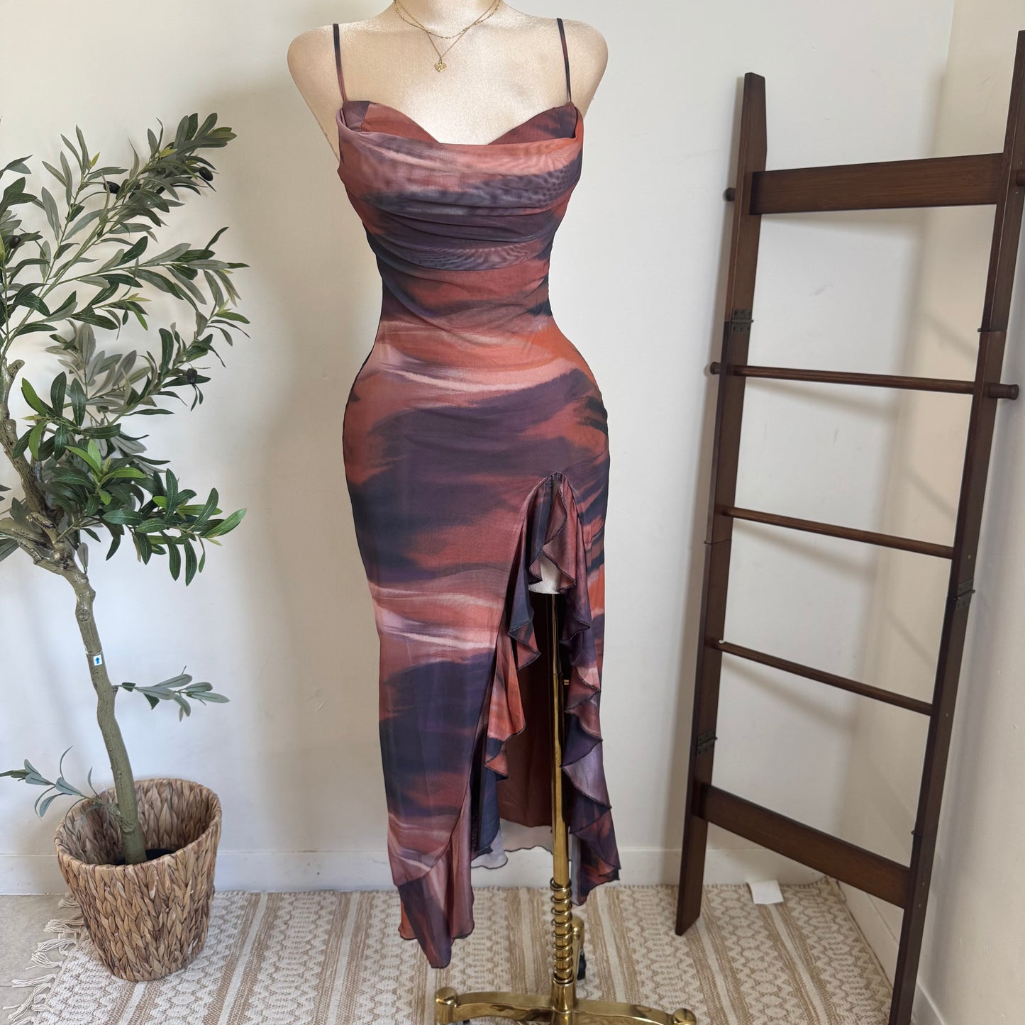 Mismaloya Dress-Multi Brown