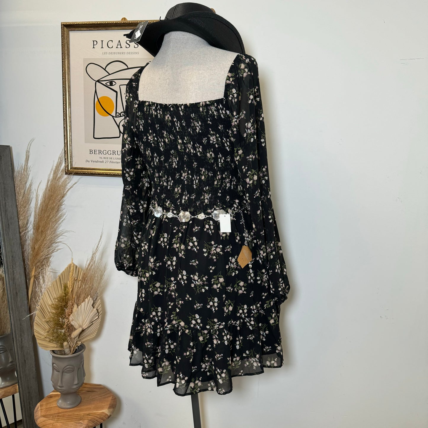 Plus size Long Sleeve Dress-Black