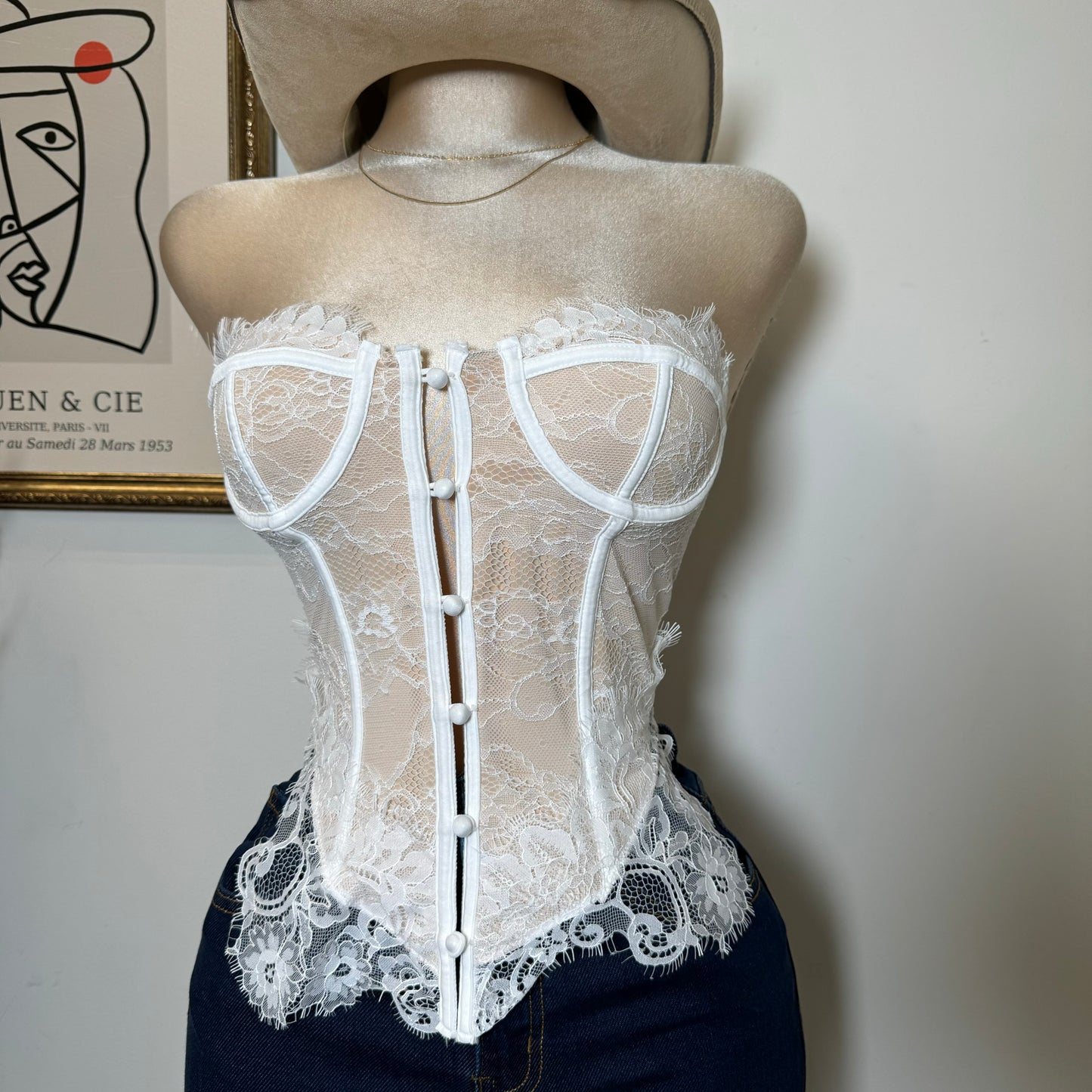 Lace Corset Top-White