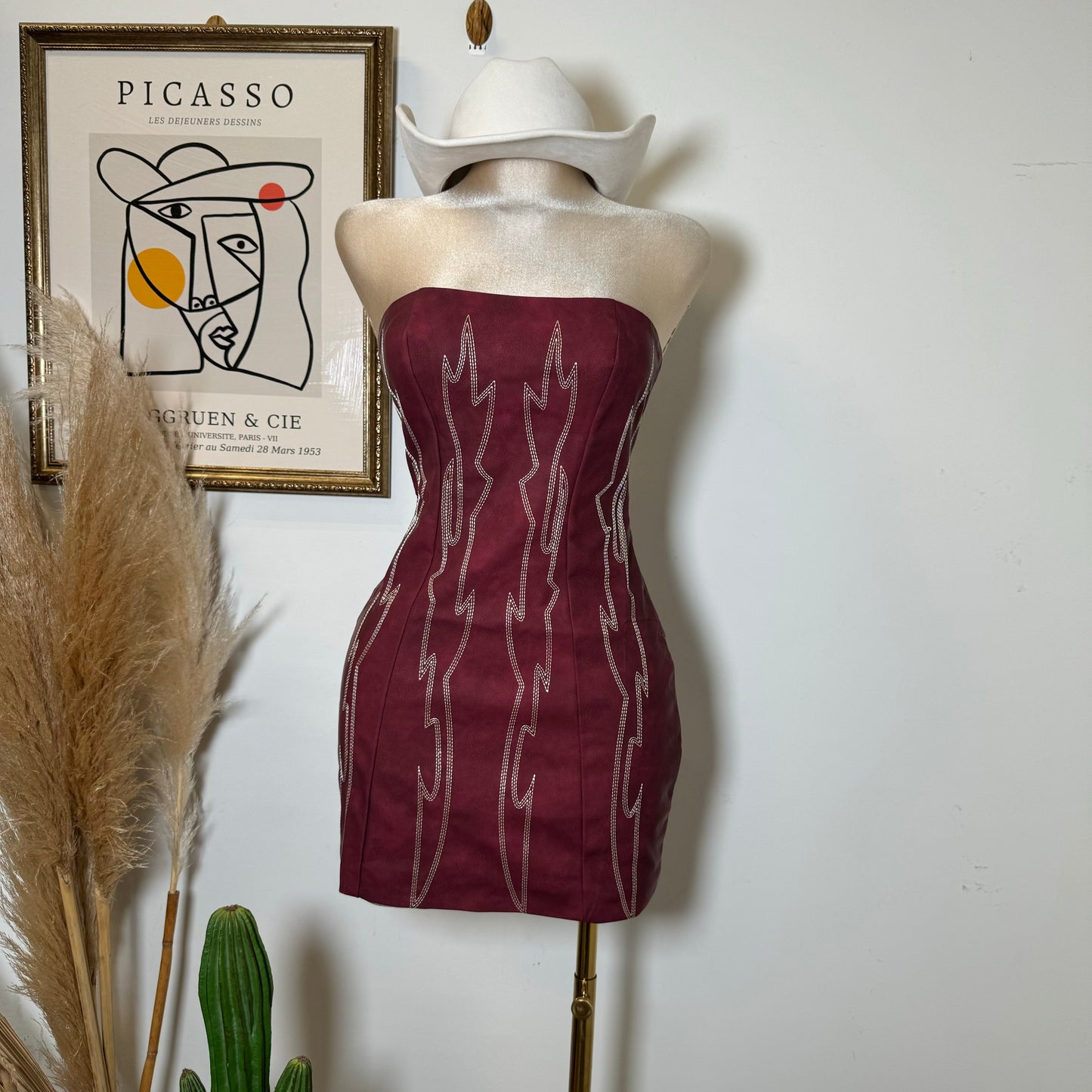 Taymara Corset Dress-Burgundy