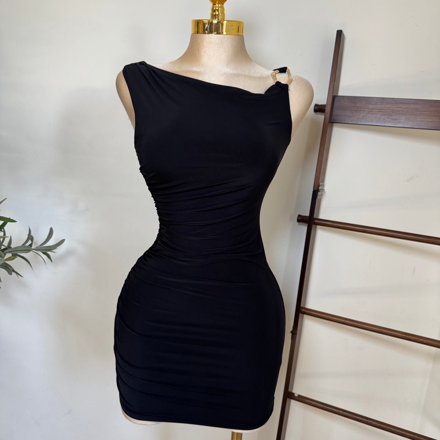 One shoulder Double Layered-Black