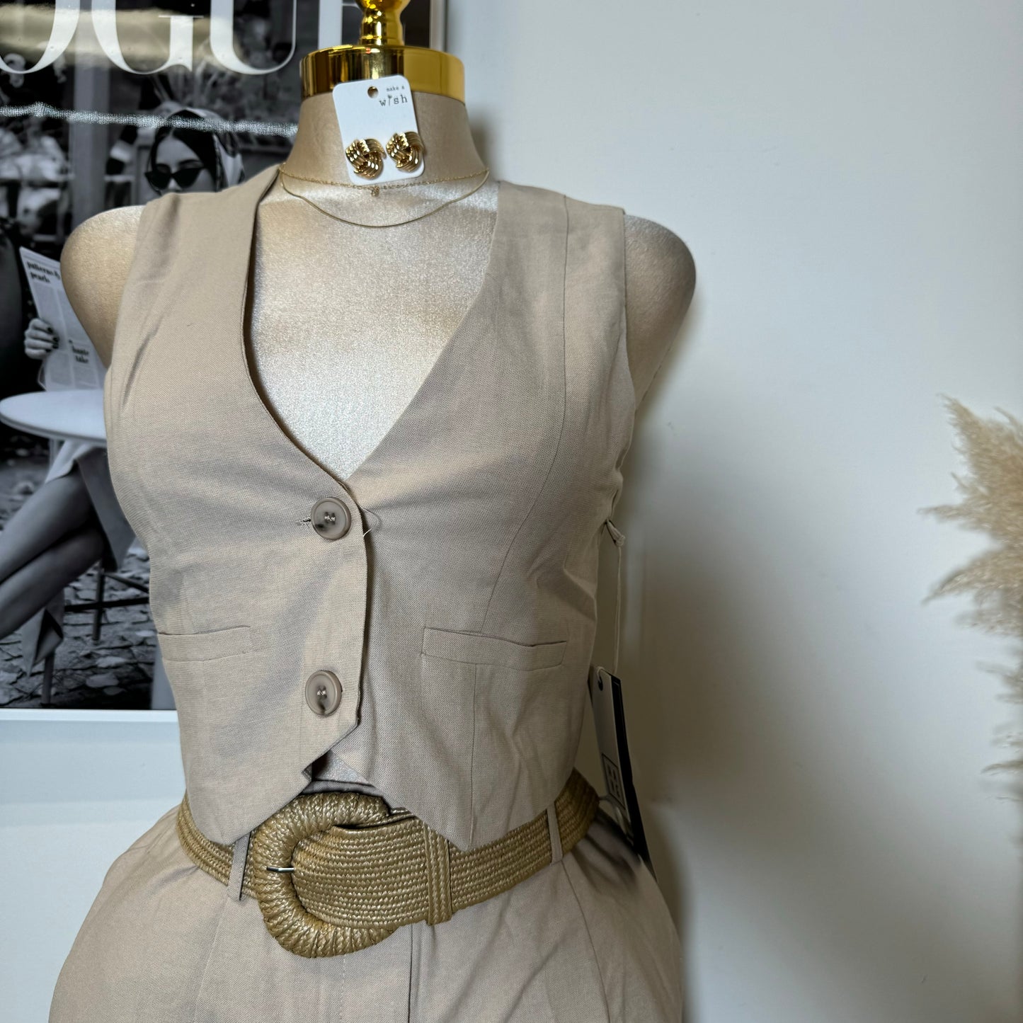 Verano Pant Two Piece Set-Beige