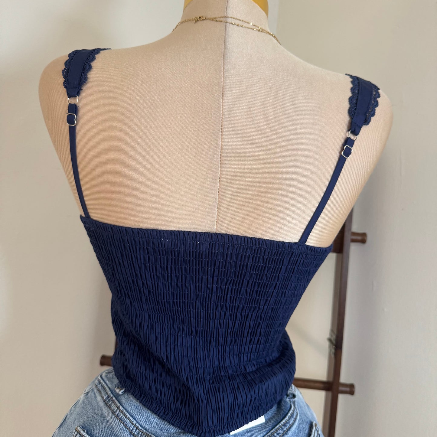 Picnic Corset Top-Navy Blue