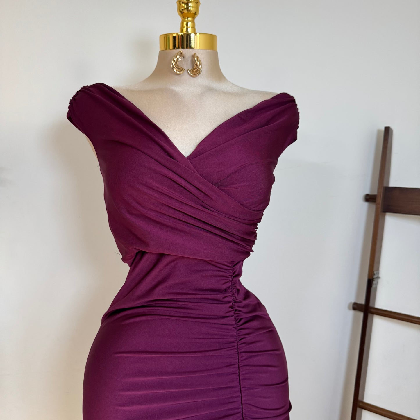 Off Shoulder Gala Dress-Purple