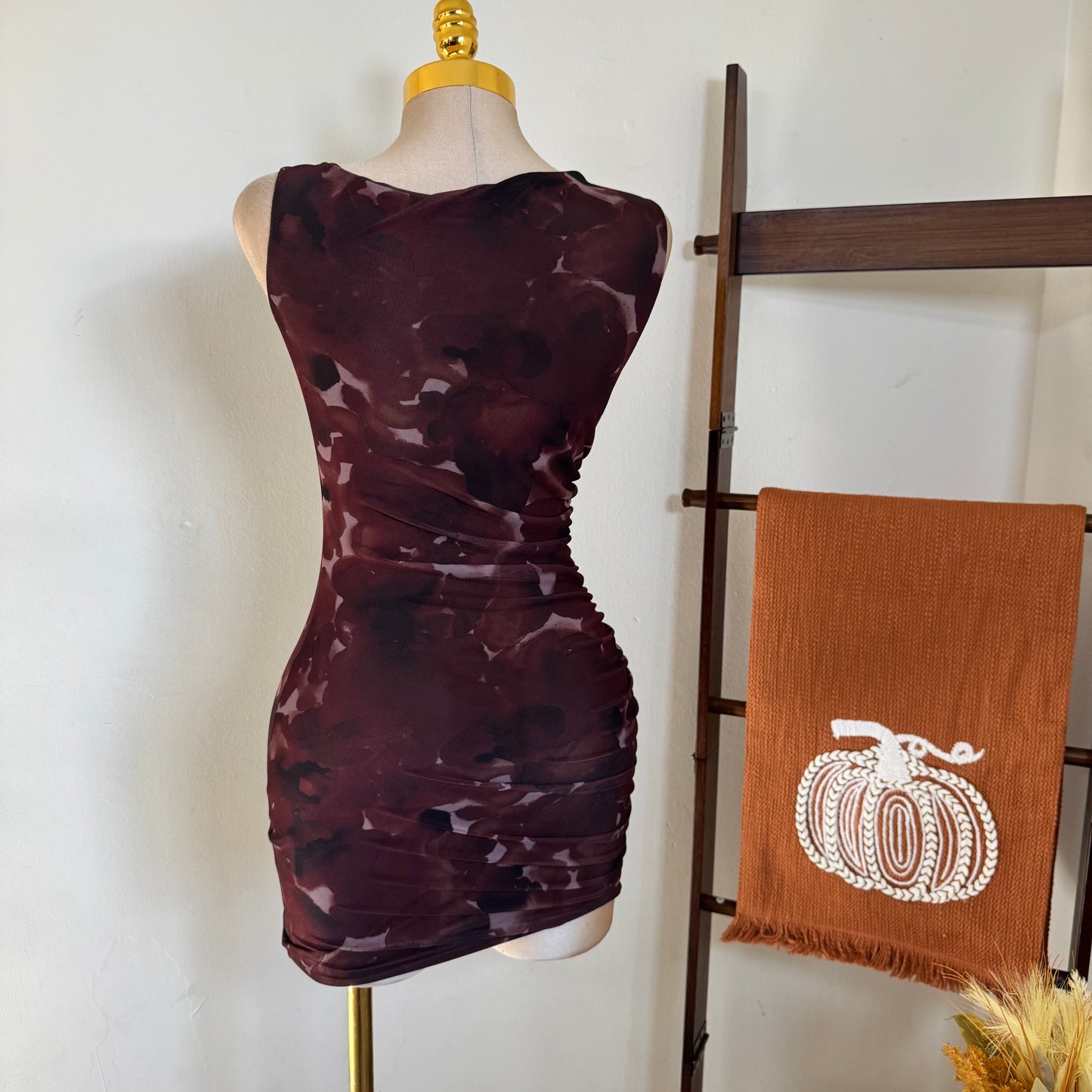 One shoulder Double Layered-Brown