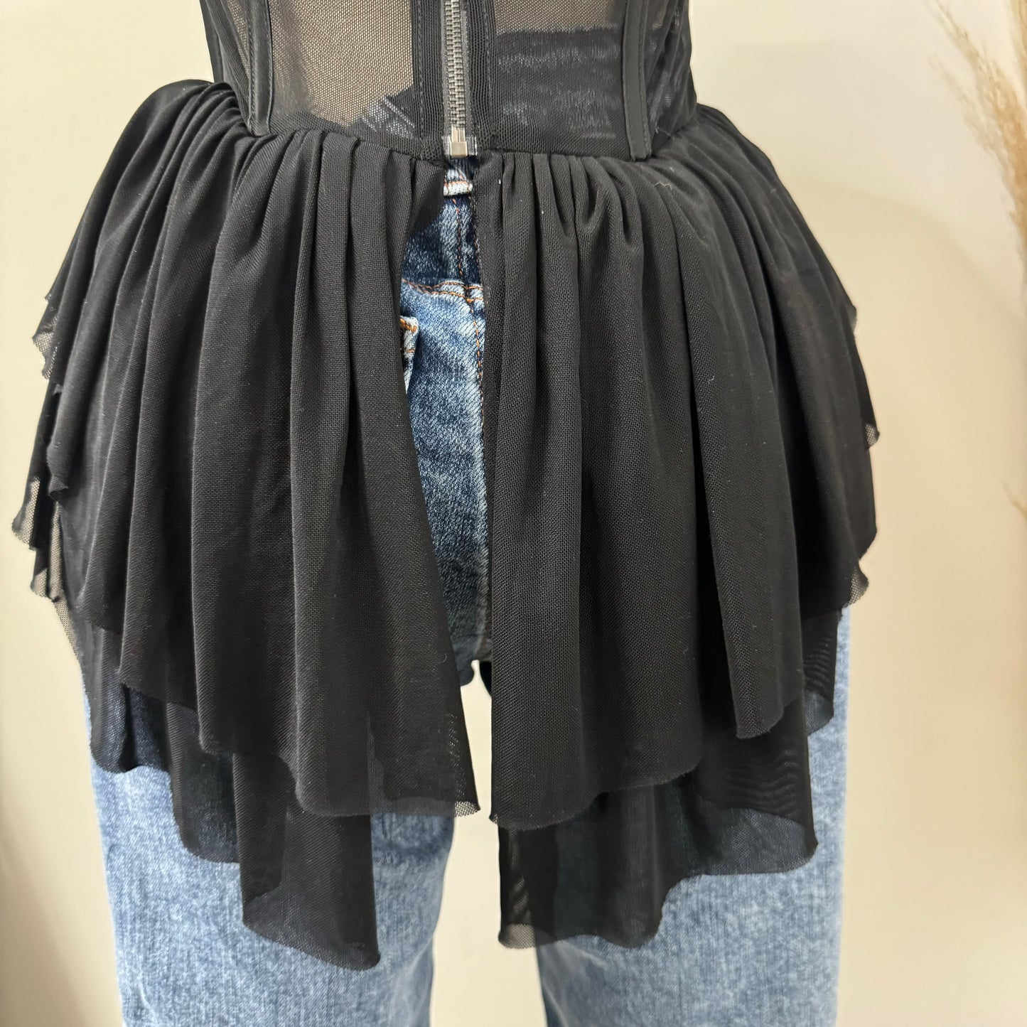 Mesh Corset Top-Black