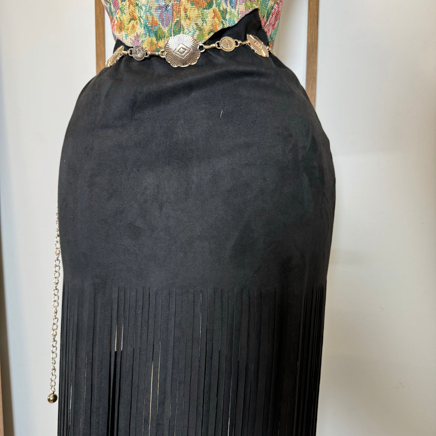 Y Tu Médium Rise Suede Knit Skirt-Black