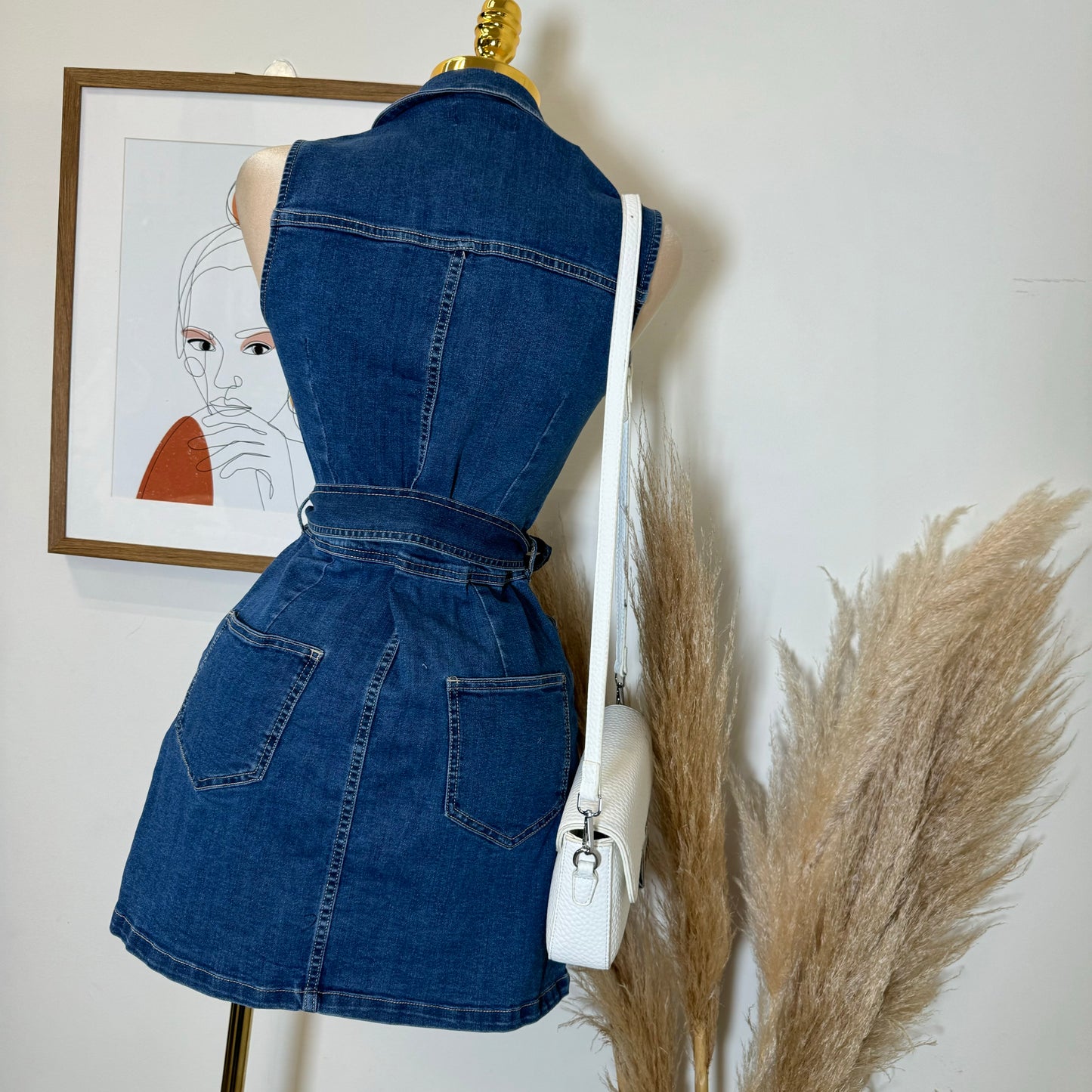 Vaquera Denim Belt Dress-Blue