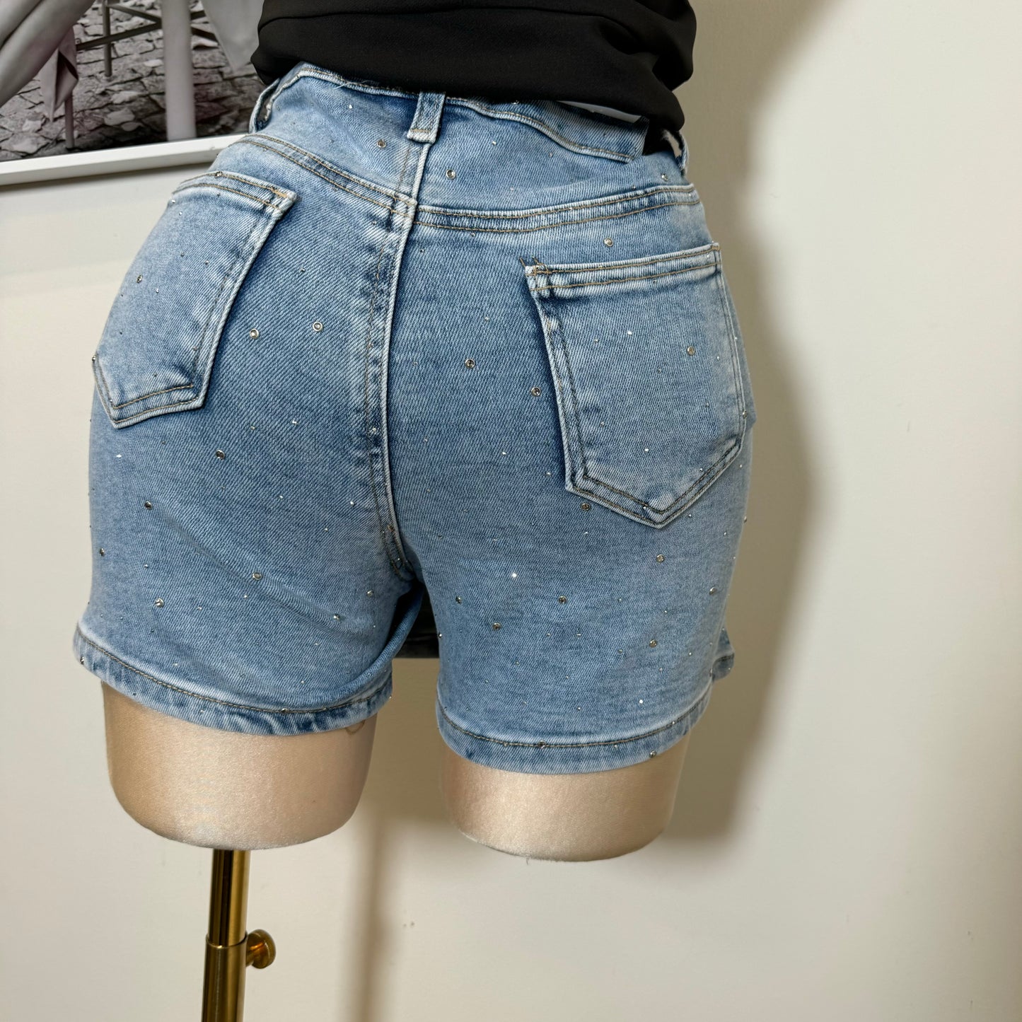 Denim Rhinestone Skort-Blue