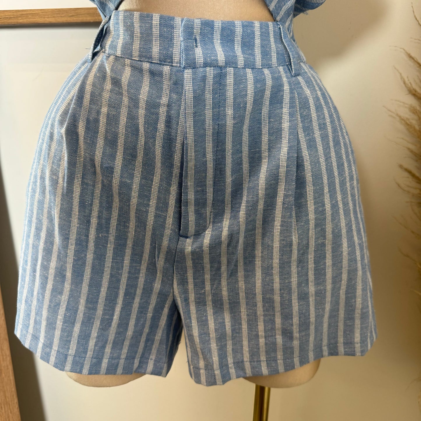 DTF Linen Short Set-Blue