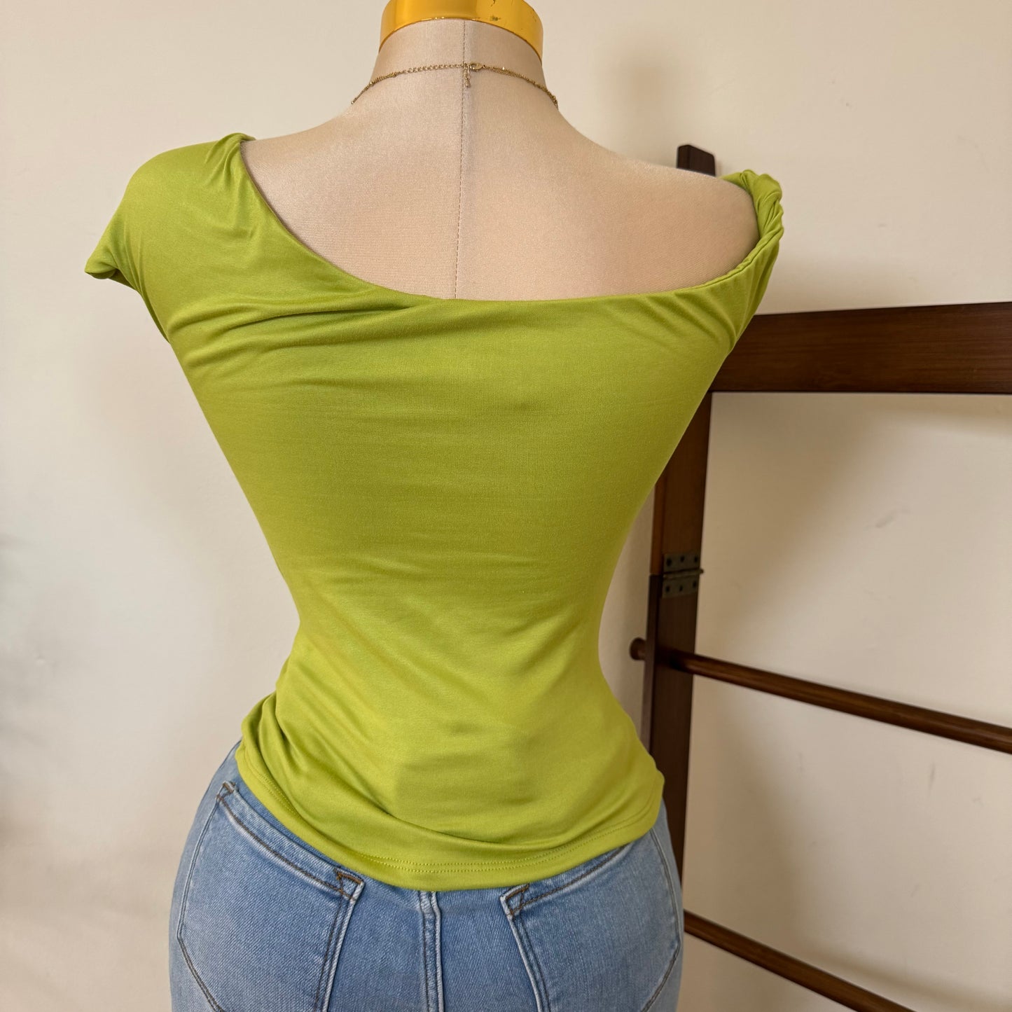 Asymmetrical Double Layered Top-Avocado Green