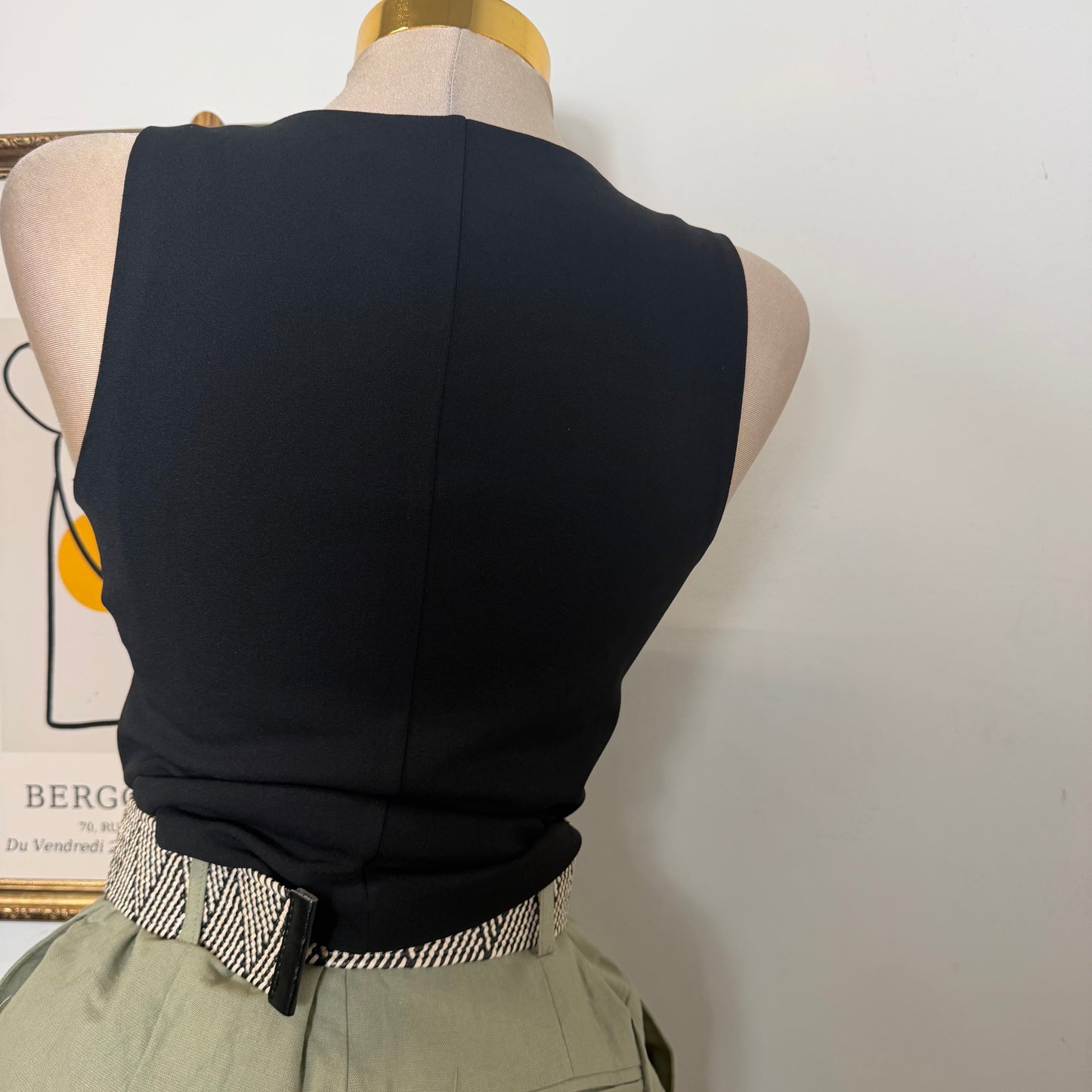 Jersey Square Neck Casual Vest Top-black