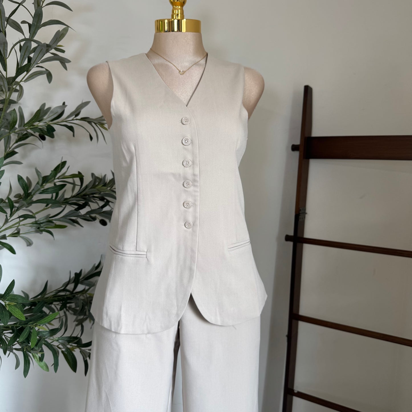Vest Pants Set-White