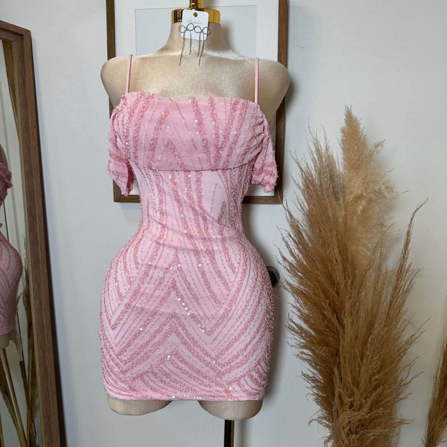 Scorpio Sequins DRESS-Pink