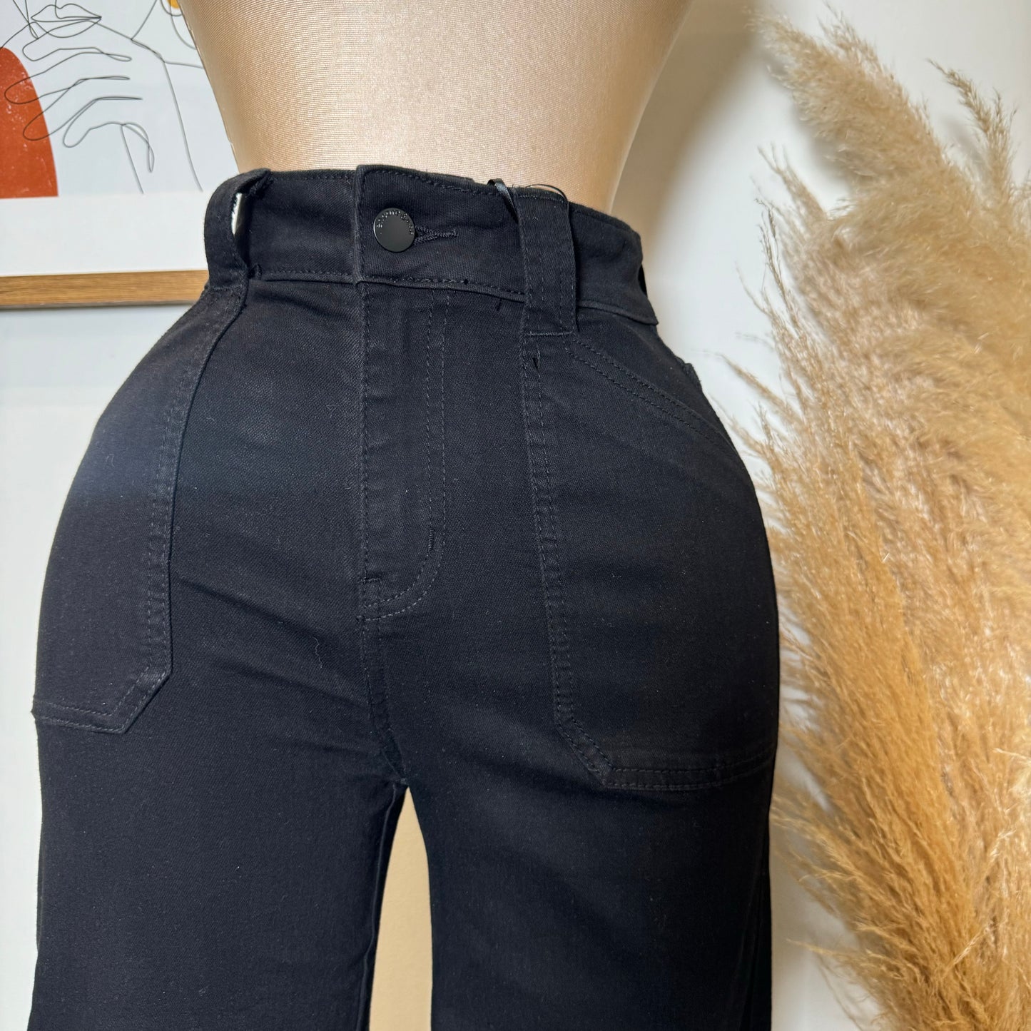 V2628 High Wide Leg-Black