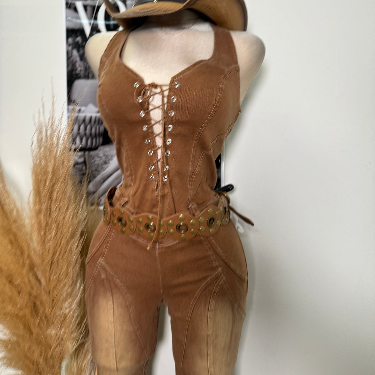 Sexy Jumpsuit-Brown