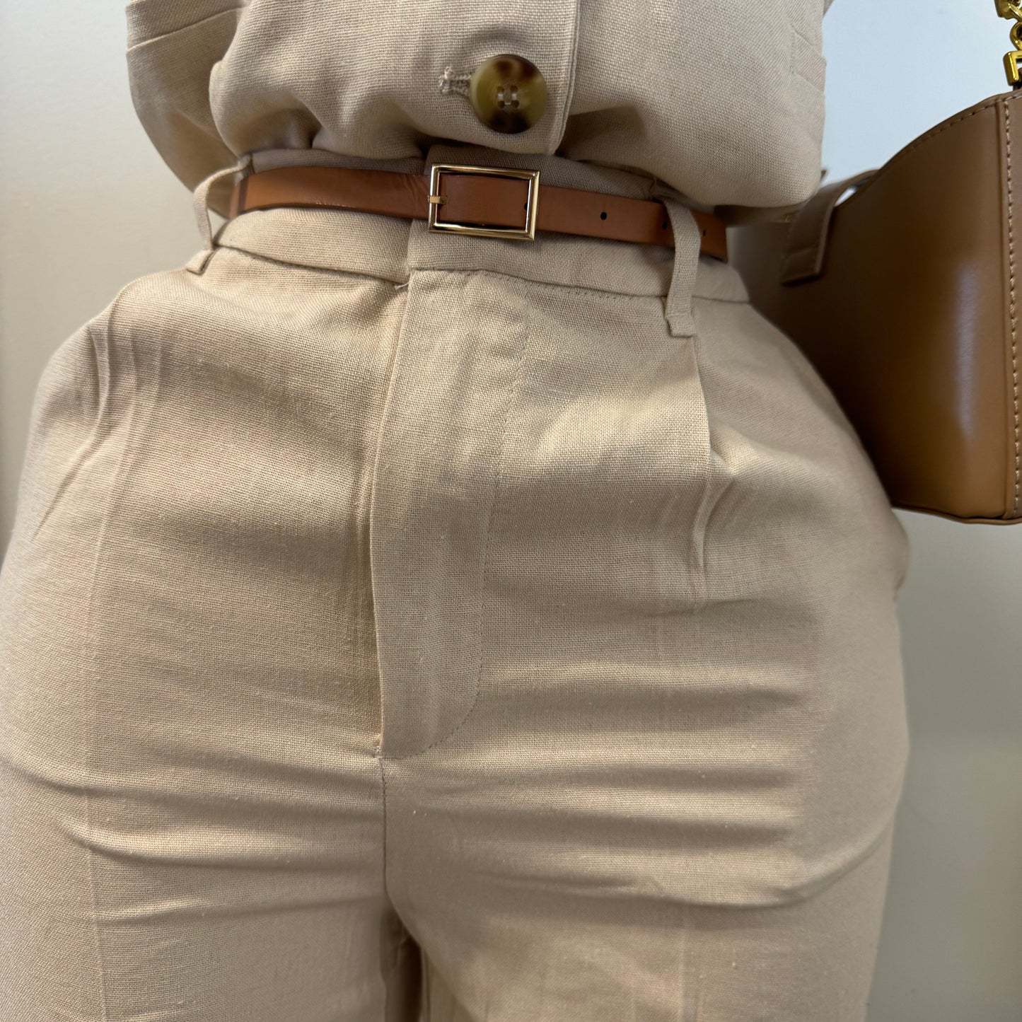Kiora Pant Set with Belt-Beige