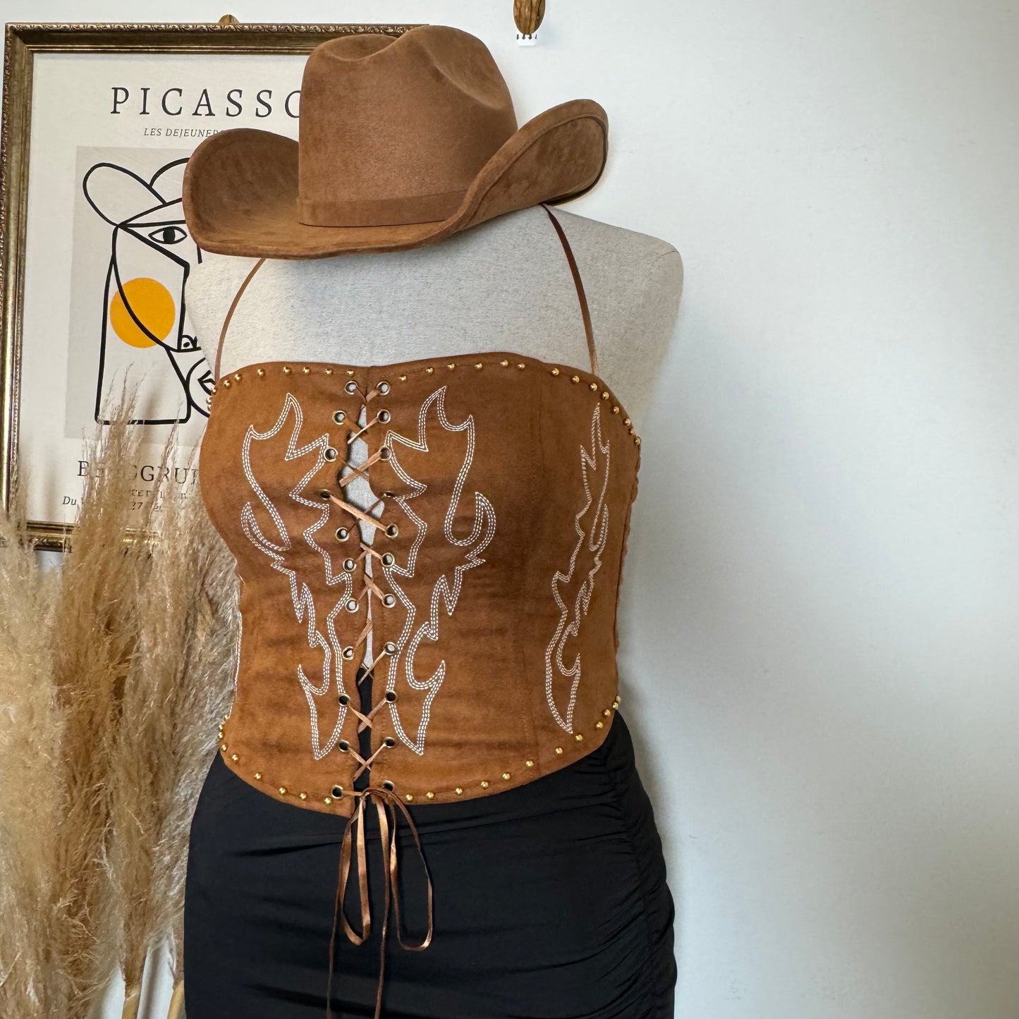 La Yaquesita Corset Top Plus size -Brown