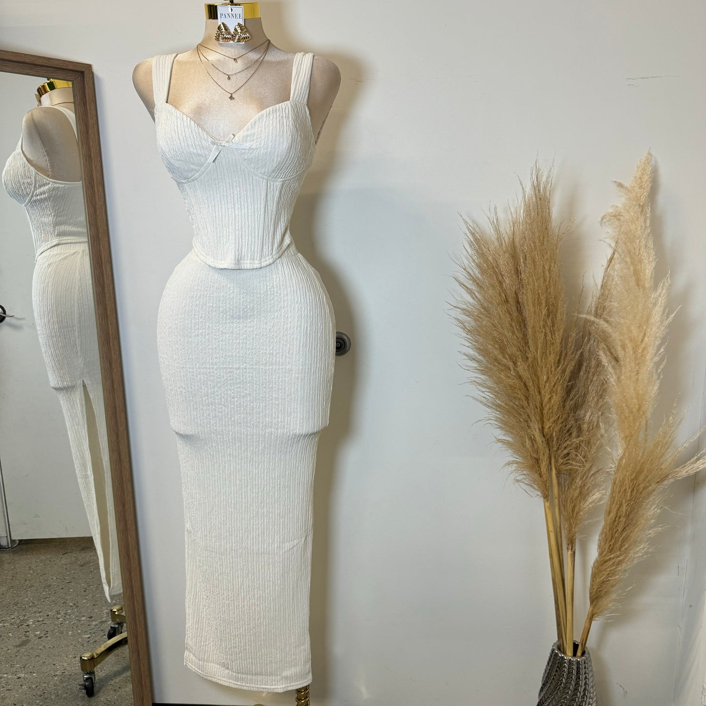 Cancun Corset Skirt Two Piece -White
