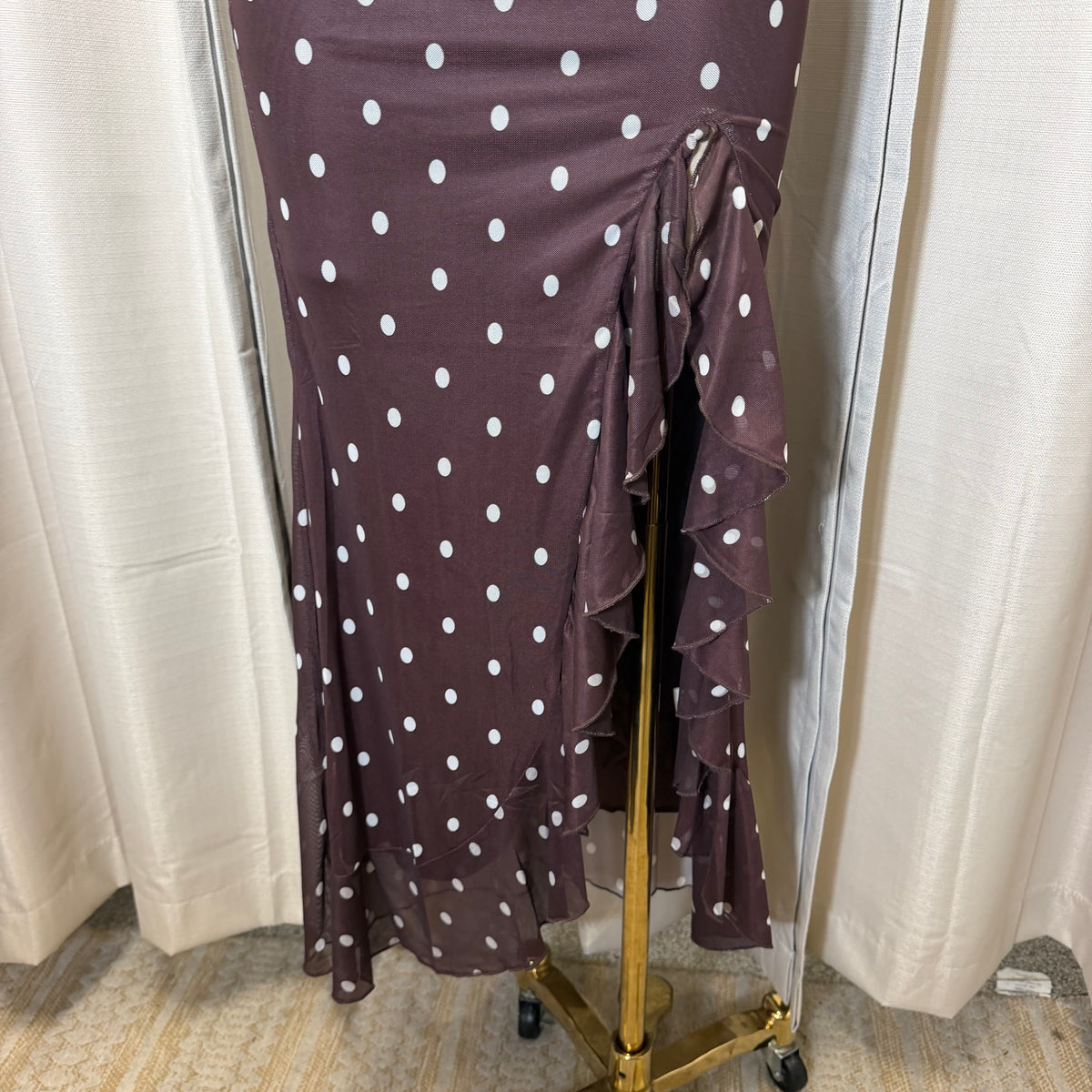 Mismaloya Polka Dot Dress-Brown/Cream