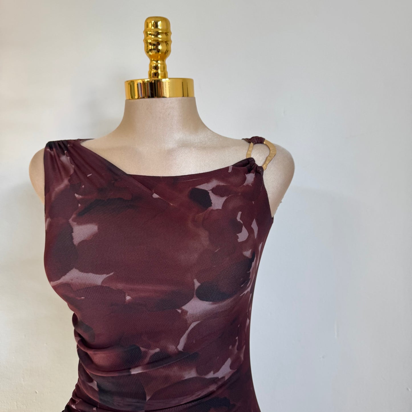 One shoulder Double Layered-Brown