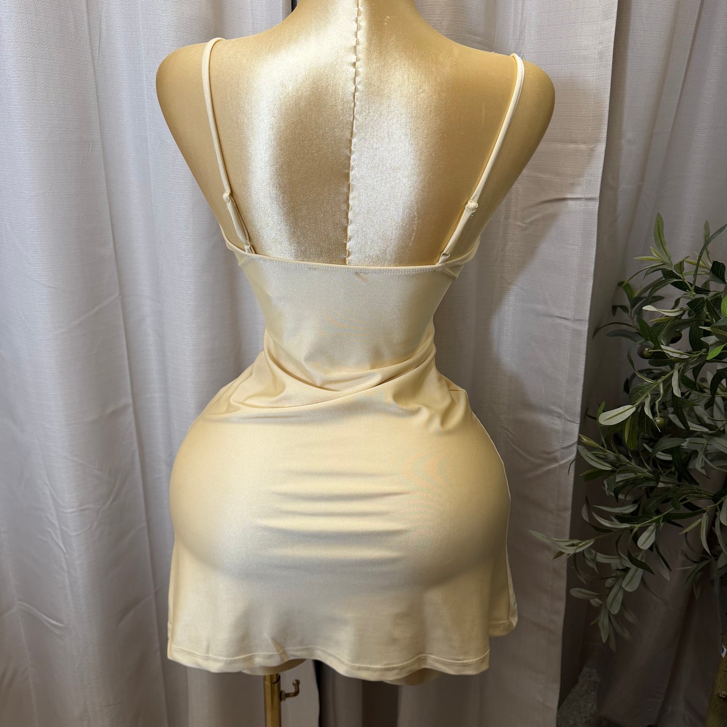 Knit Shakira Spaghetti Straps dress-Butter Cream