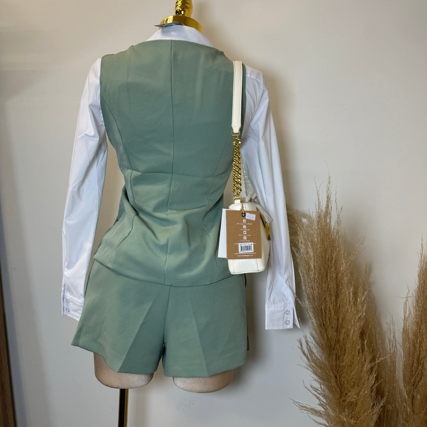 Chic Vest and Skort Set-Sage Green
