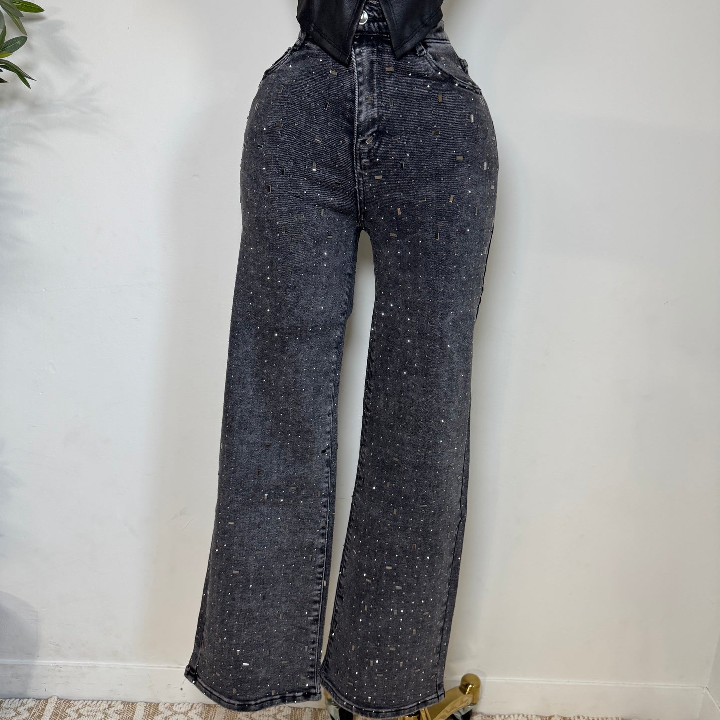 Ximena Rhinestone Pants-Black