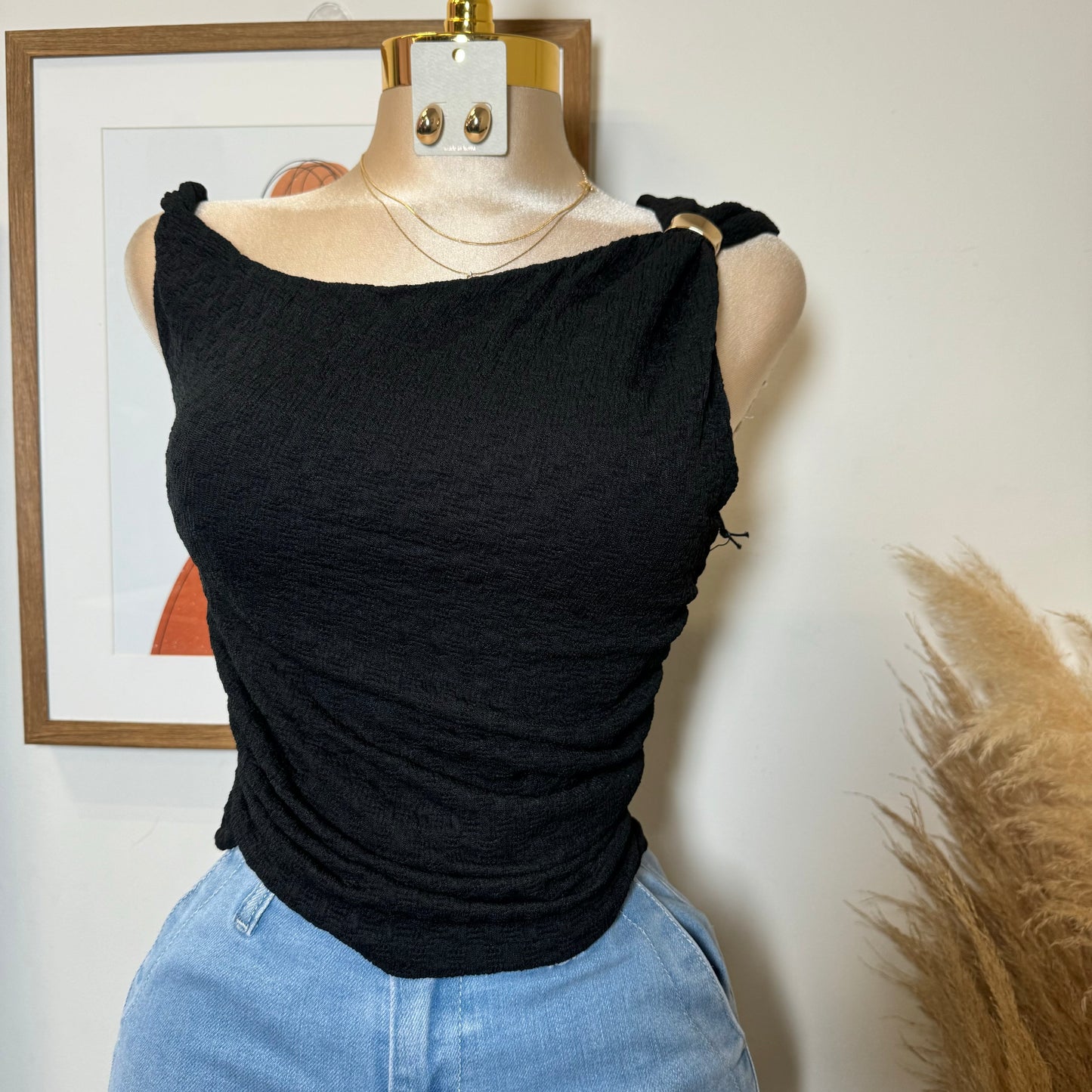 Metak Trim Textured Top-Black