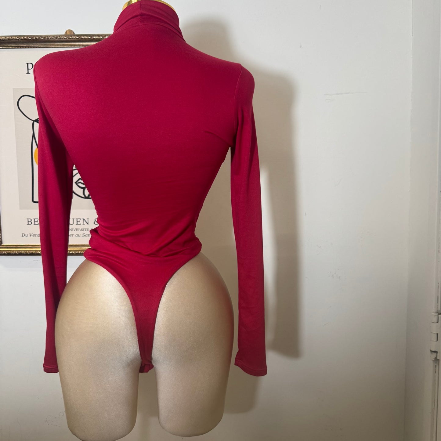 Long Sleeve Turtleneck bodysuit-Red