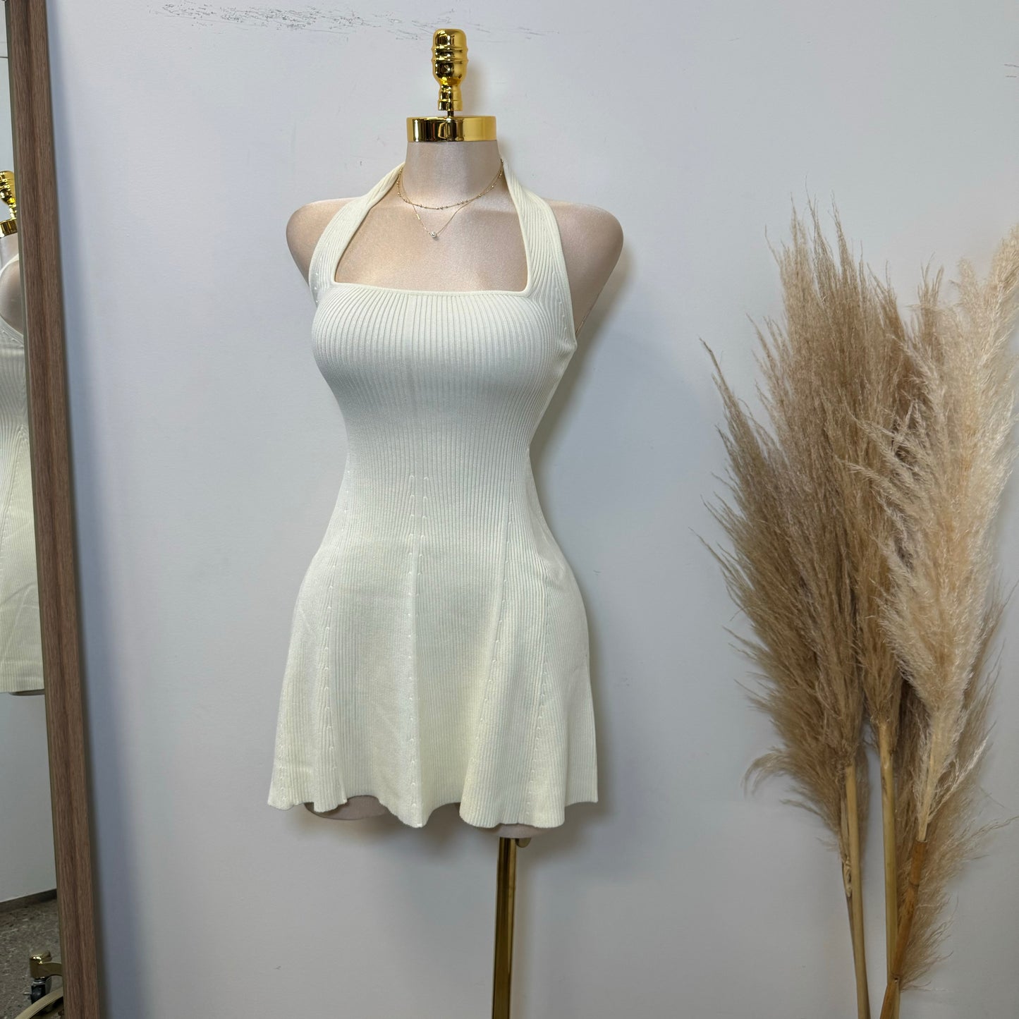 Amren Halter Sweater Dress-Ivory