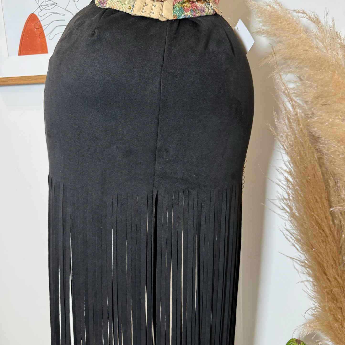 Y Tu Médium Rise Suede Knit Skirt-Black