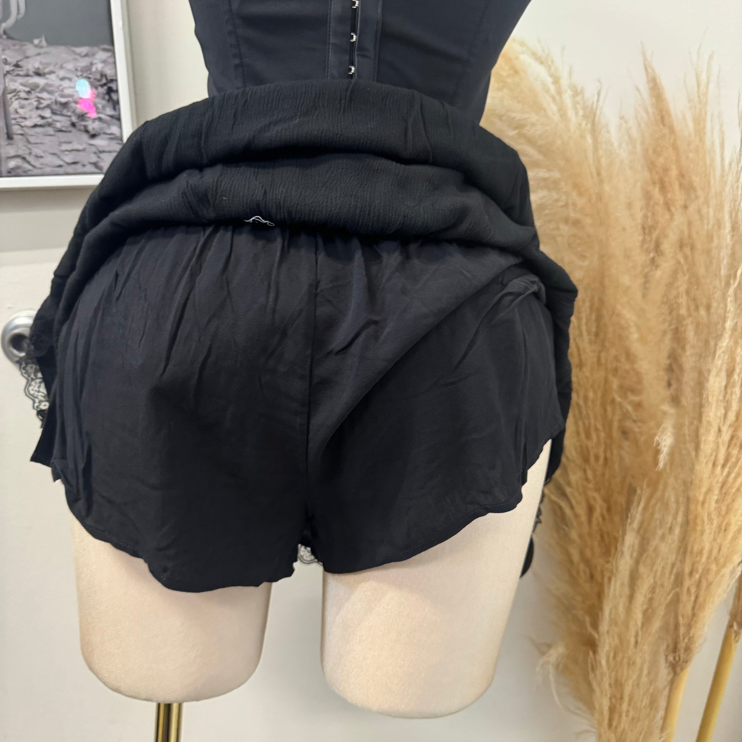 Elastic Mini Skirt-Black