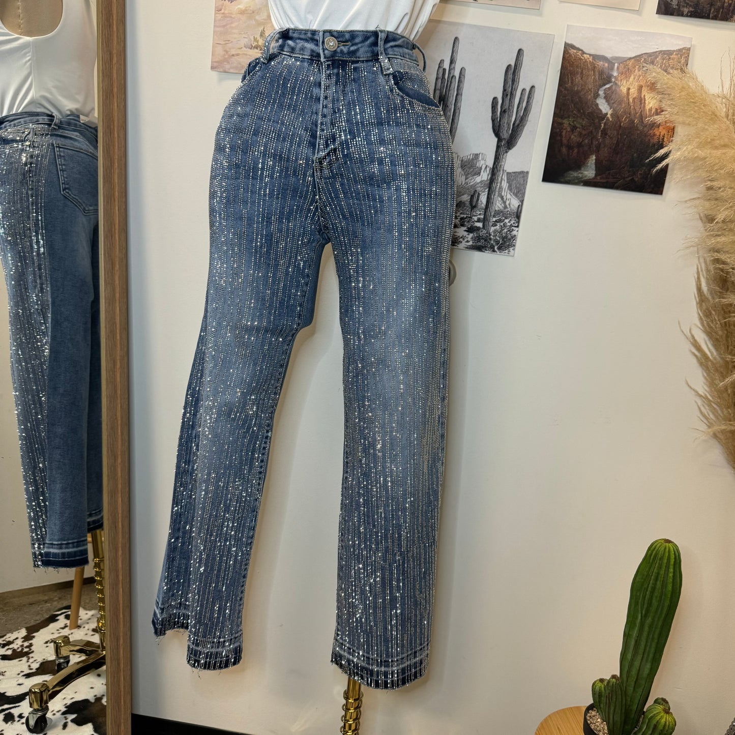 Karla Rhinestone Jeans-Blue