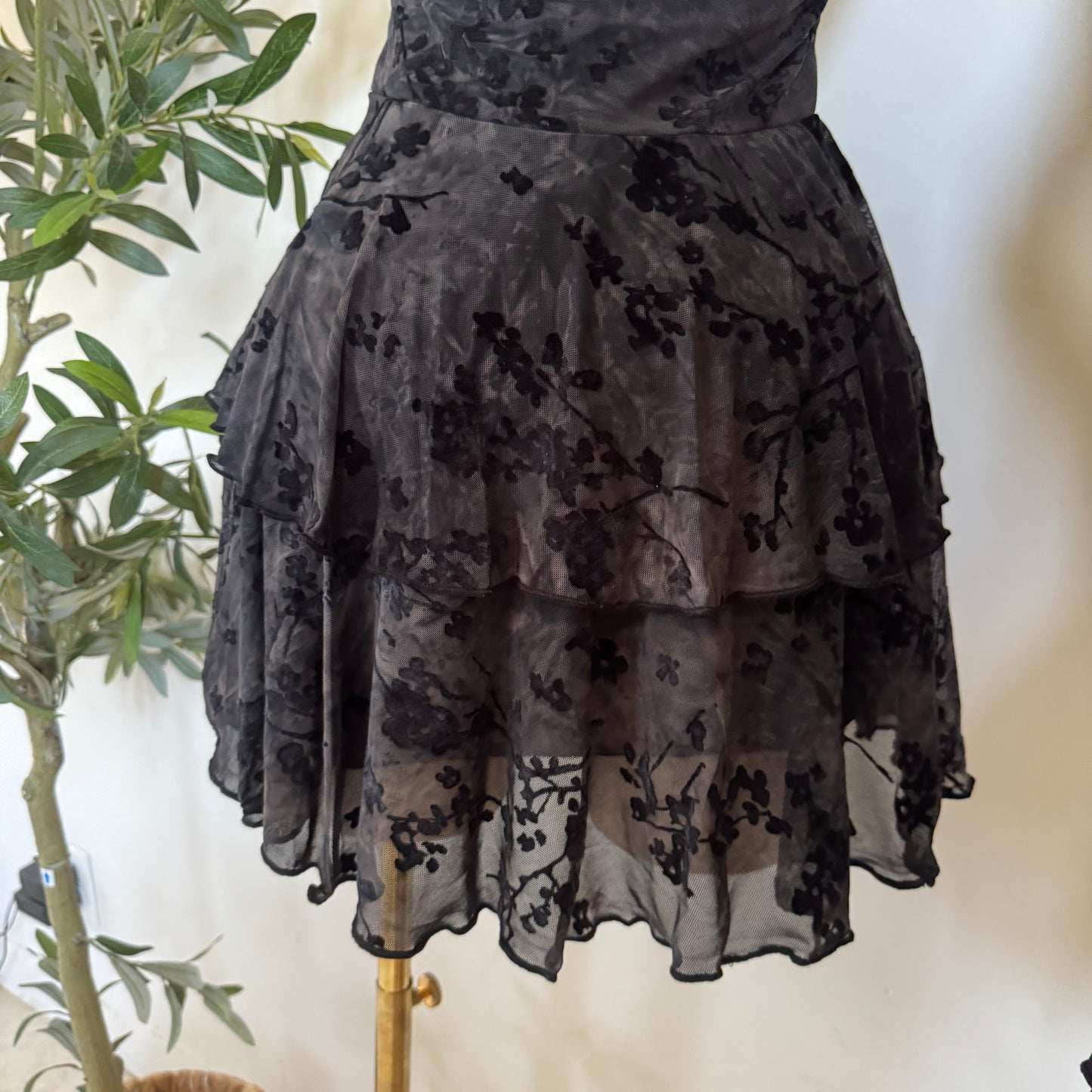 Lace Halter Dress with Hearts Details- Black