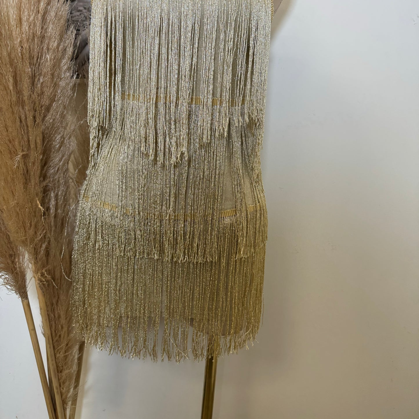 Fringe Gold Dress-Gold