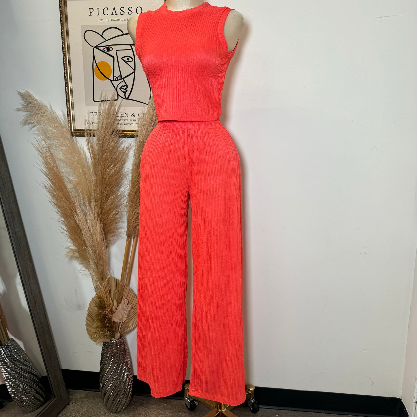 Tamara Two Piece Set-Orange Coral