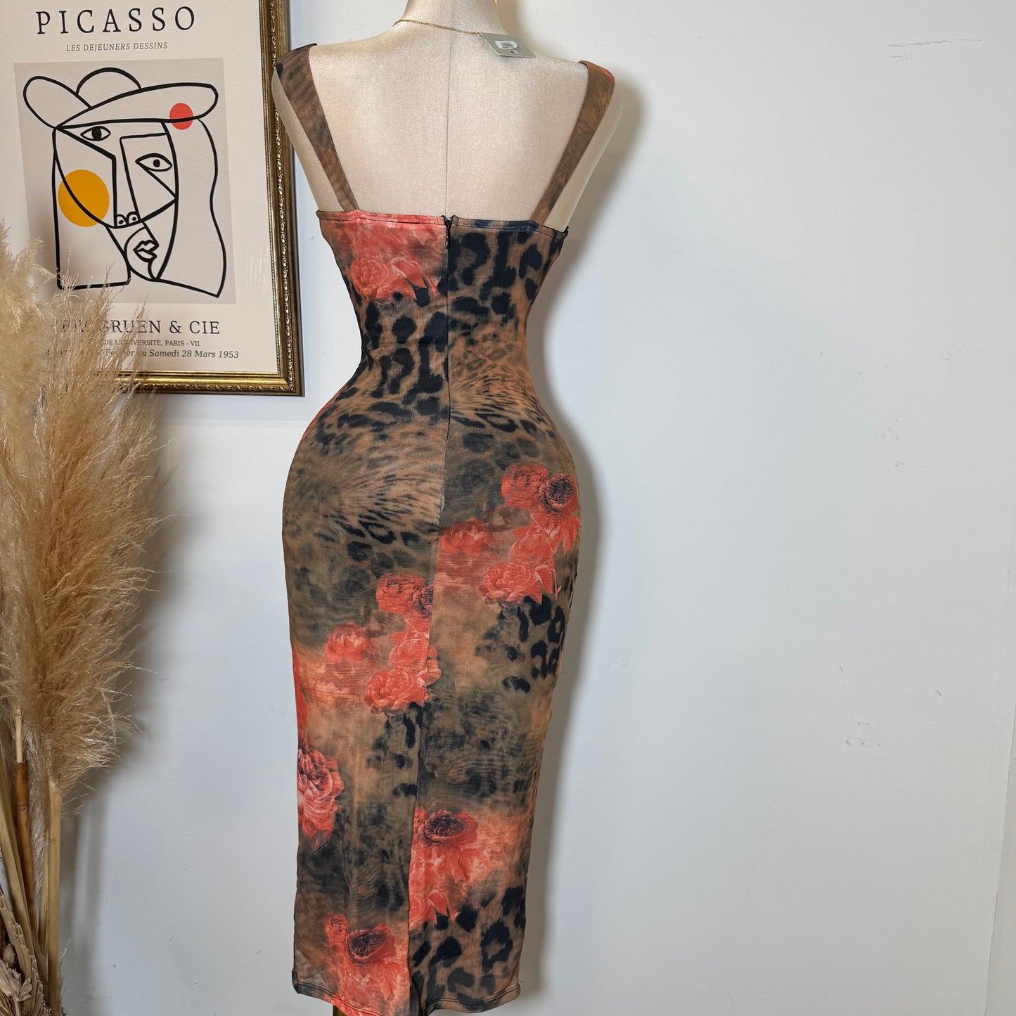 Zulu Mesh Dress-Multi Red