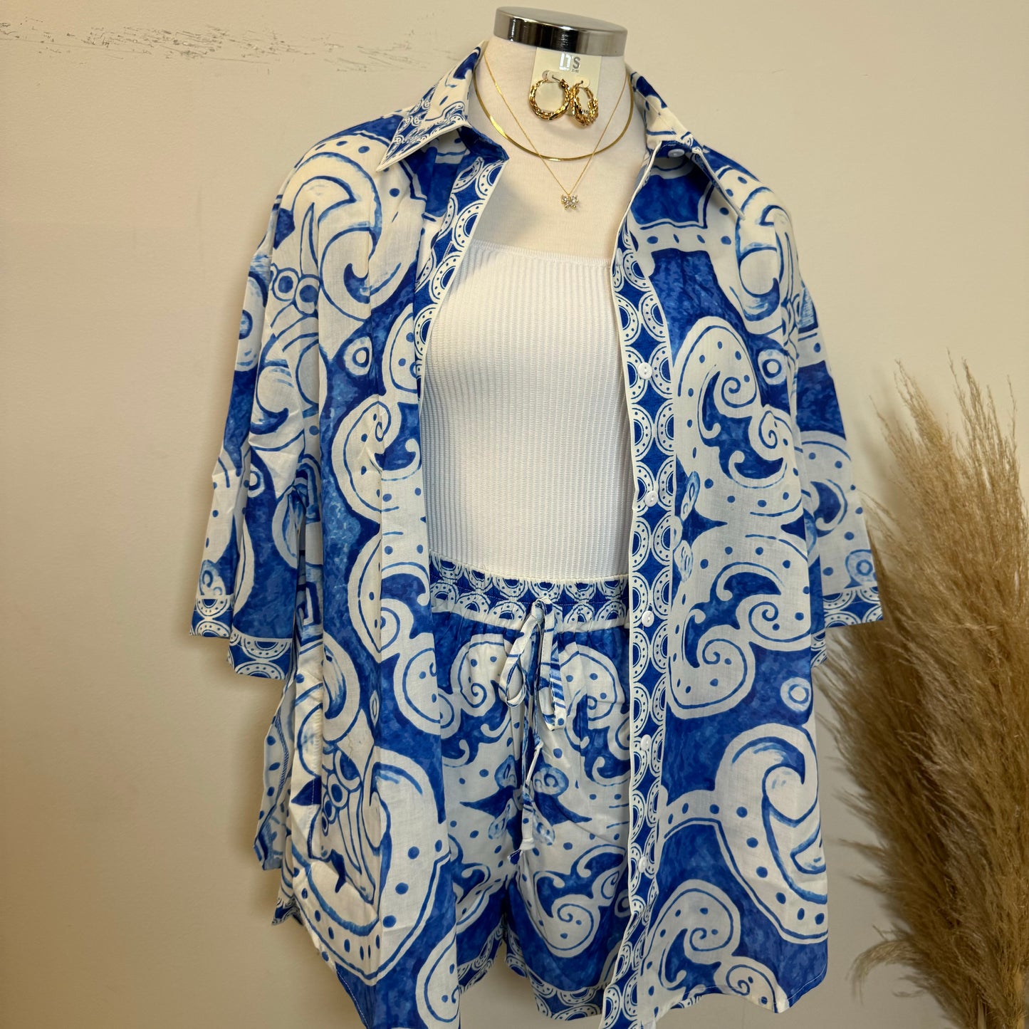 Vacay Two Piece Set-White/Blue