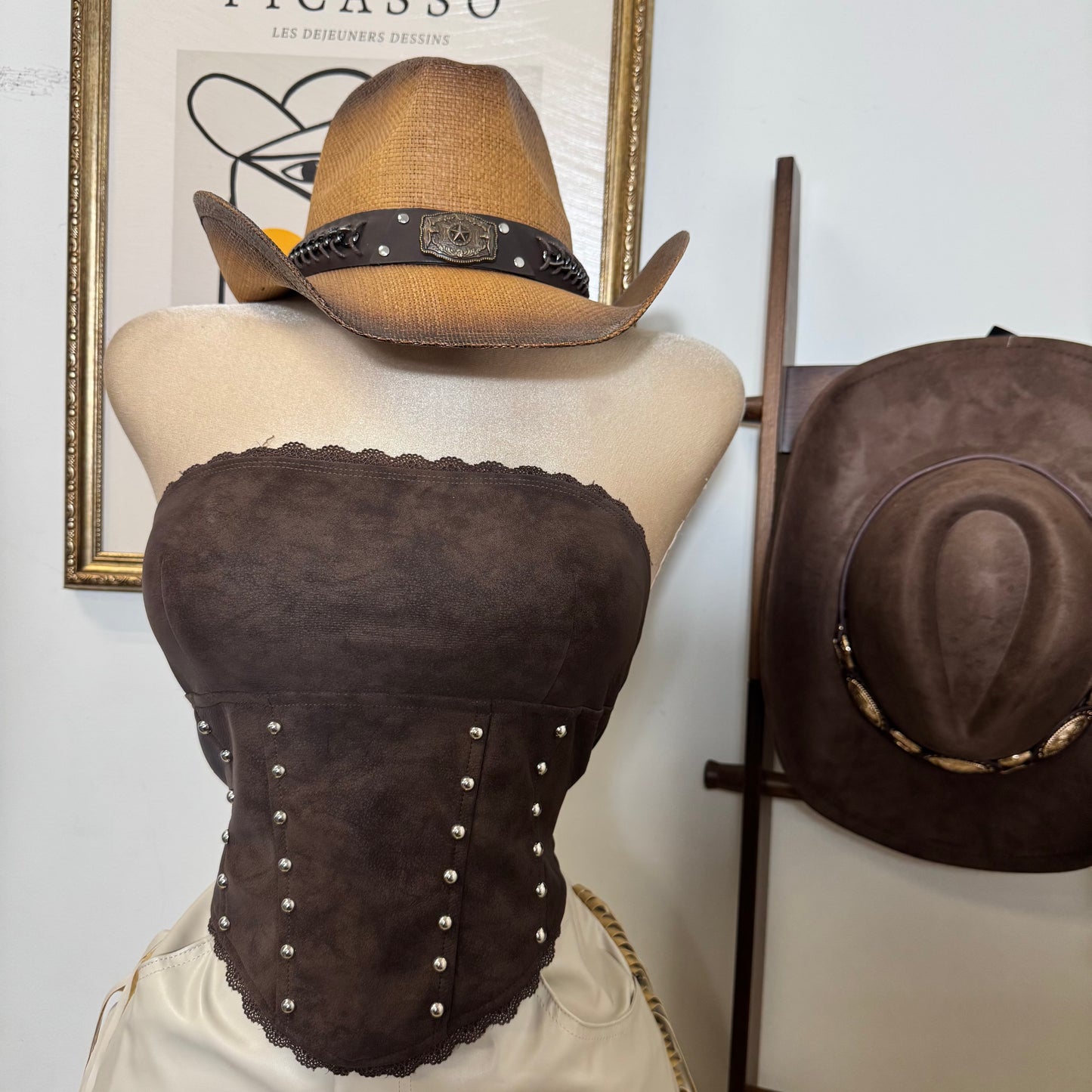 Corset Tie Back Top-Chocolate