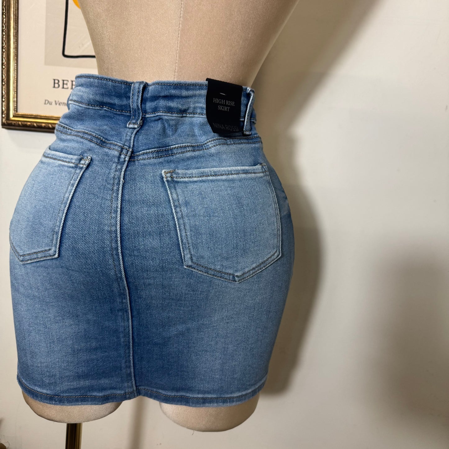 Denim Stretchy Skirt-Blue