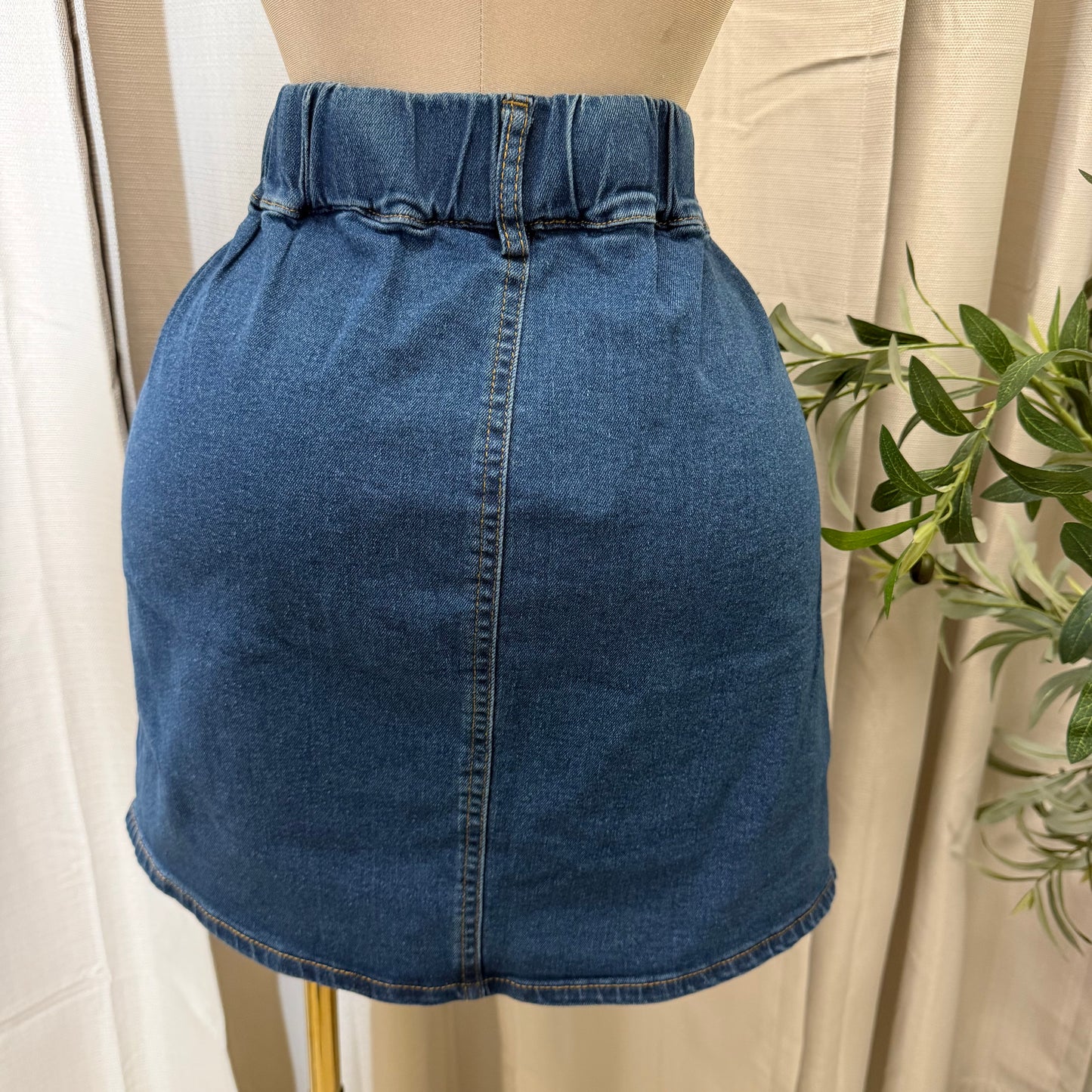 PL-Denim Mini Skirt -Di denim