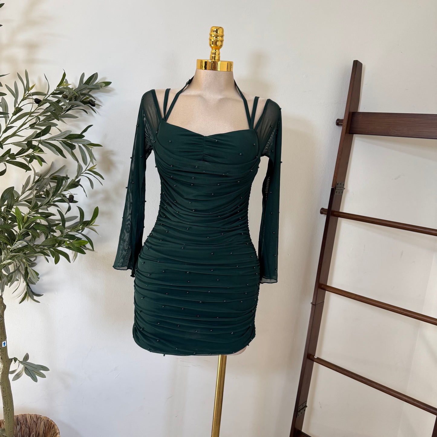 Pearl Long sleeve Dress-Hunter Green
